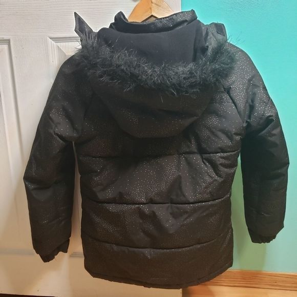 Sportek Girls Black Sparkle Winter Jacket 10 12 - Picture 4 of 5